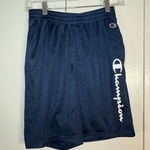 Boys Athletic Shorts. Size Large. Champion Brand. Navy Blue Mesh Lined